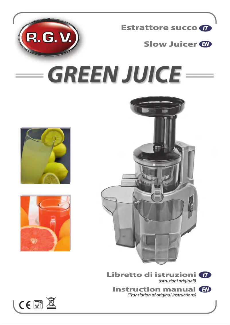 Page 1 de la notice Manuel utilisateur RGV Green Juice