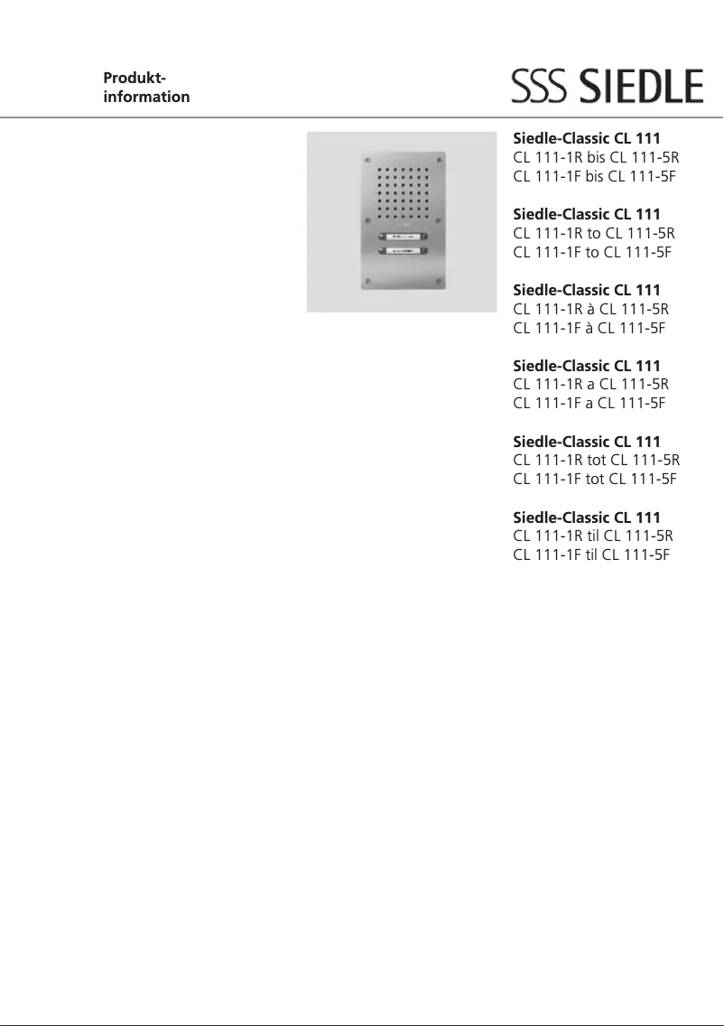 First page image of the manual for Classic CL 111-3 R