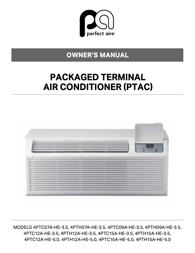 Page 1 of the manual User Manual Perfect Aire 4PTH12A-HE-5.0