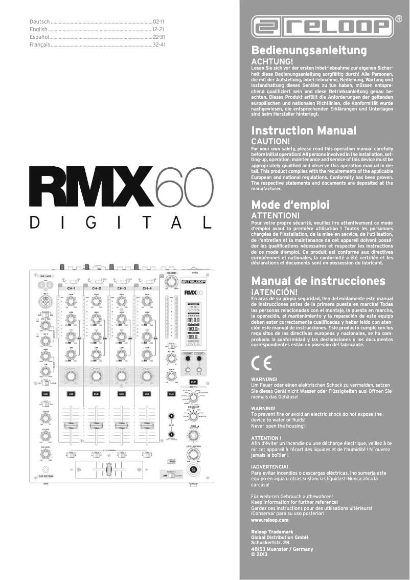First page image of the manual for RMX-60 Digital