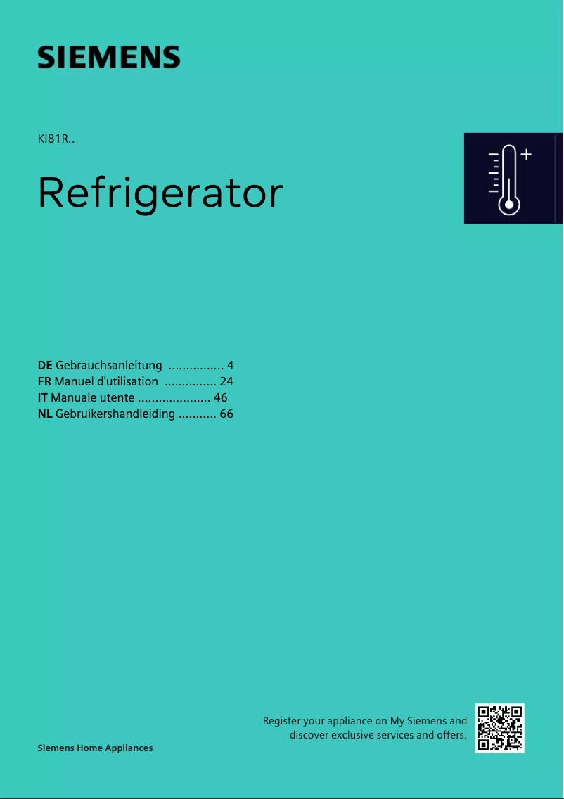 Page 1 of the manual User Manual Siemens KI81RVFE0