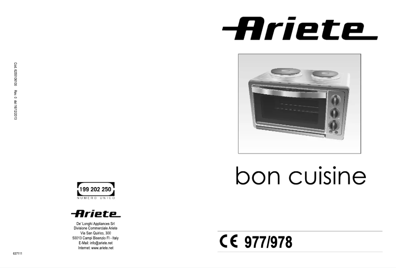 Page 1 of the manual User Manual Ariete 977