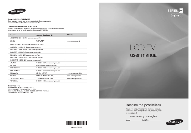 Page 1 of the manual User Manual Samsung LN32B550K1R