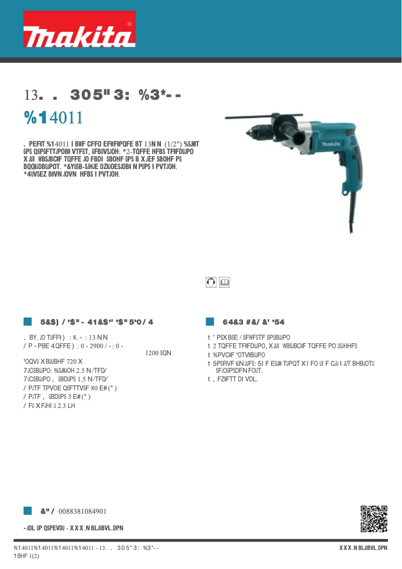 Page 1 of the manual Technical Sheet Makita DP4011
