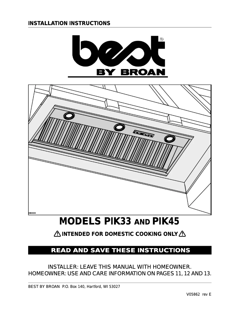 First page image of the manual for PIK33