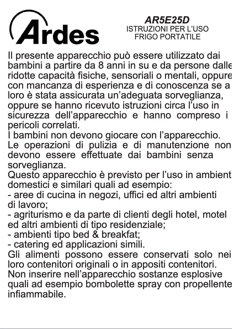 Page 1 of the manual User Manual Ardes AR5E25D