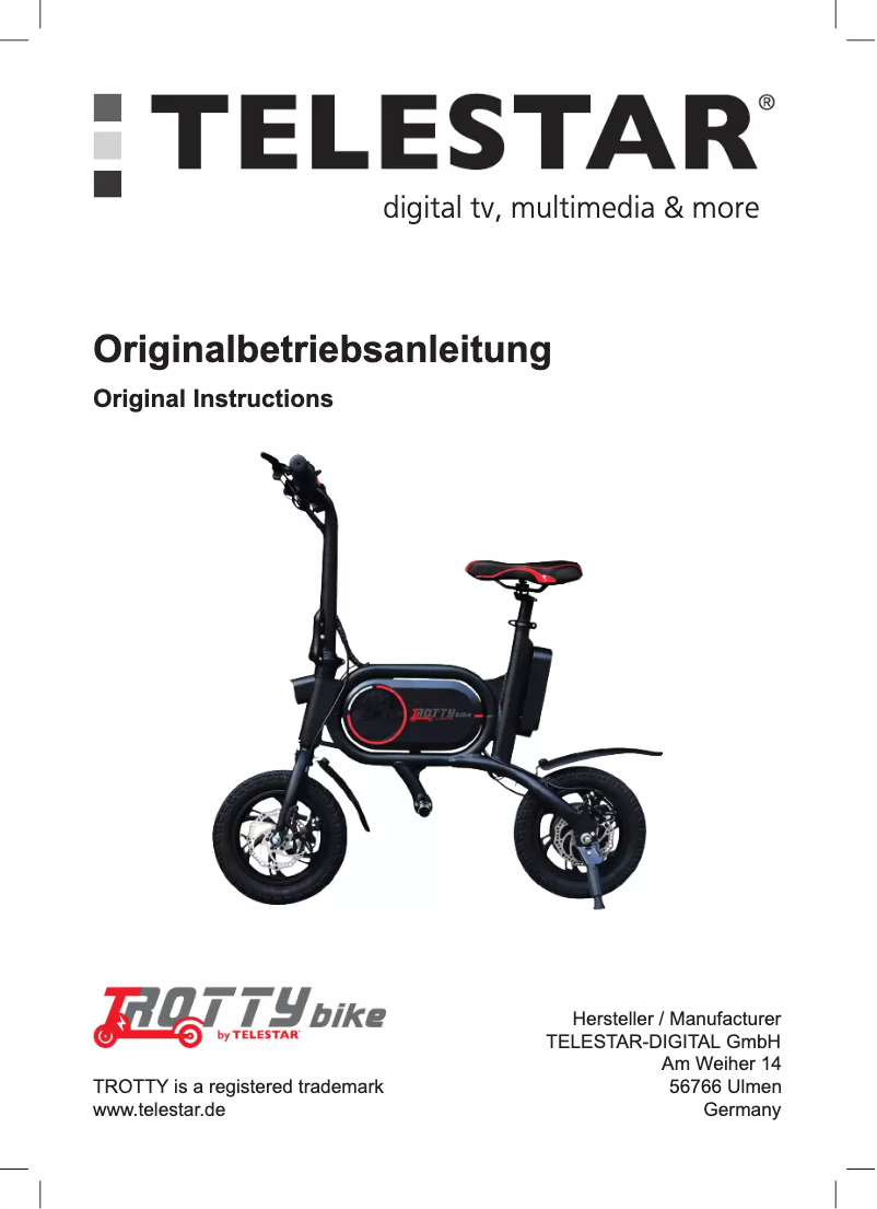 First page image of the manual for TROTTY bike