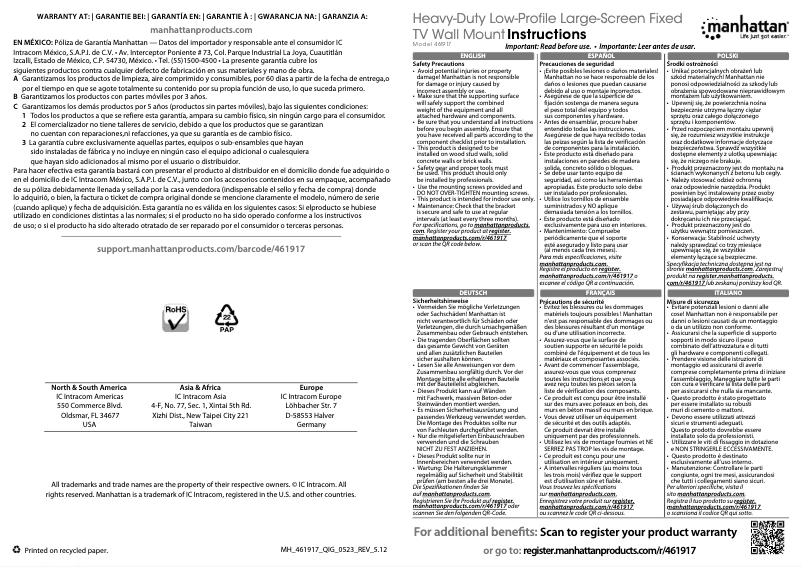 Page 1 de la notice Mode d'emploi Manhattan 461917