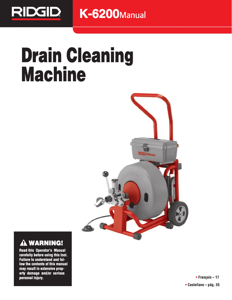 Page 1 of the manual User Manual Ridgid K-6200