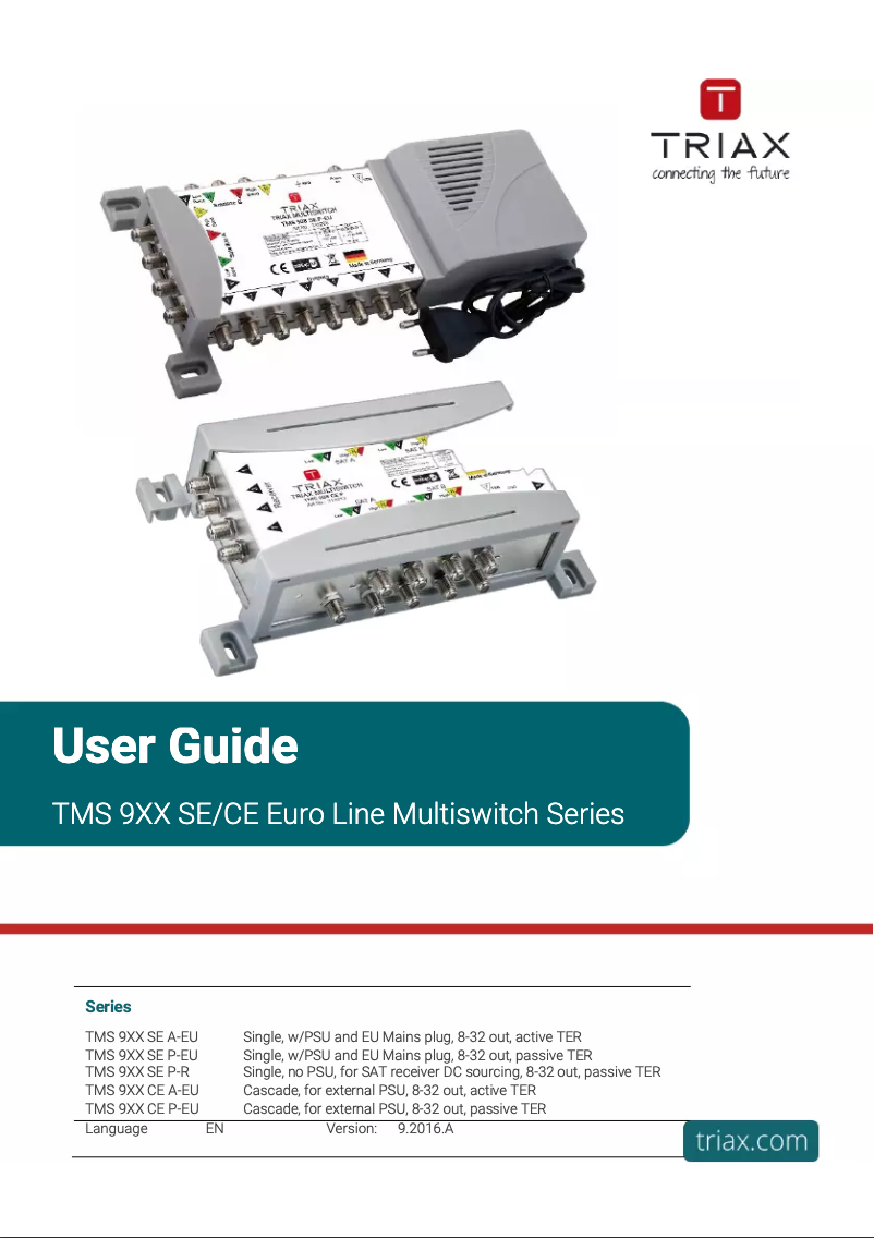 Page 1 of the manual User Manual Triax TMS 916 CE P