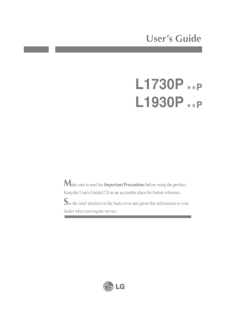 Page 1 of the manual User Manual LG L1730PSNP