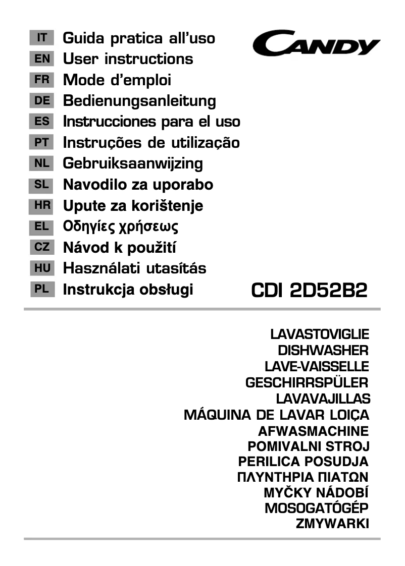 Page 1 of the manual User Manual Candy CDI 2D52B2