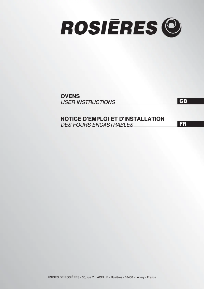 Page 1 of the manual User Manual Rosieres RFF 96 GVIN