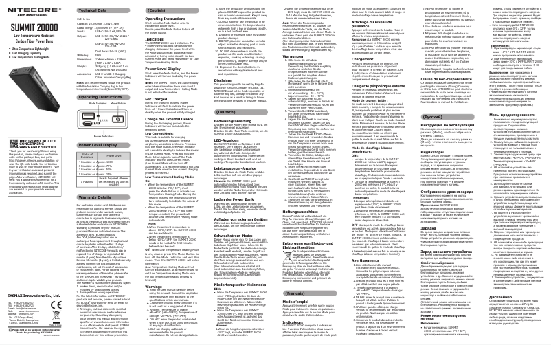 First page image of the manual for SUMMIT 20000