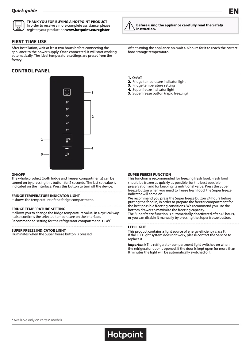 Page 1 of the manual User Manual Hotpoint H5X 82O W