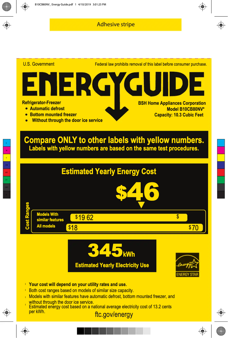 Page 1 of the manual Energy Label Bosch B10CB80NVB