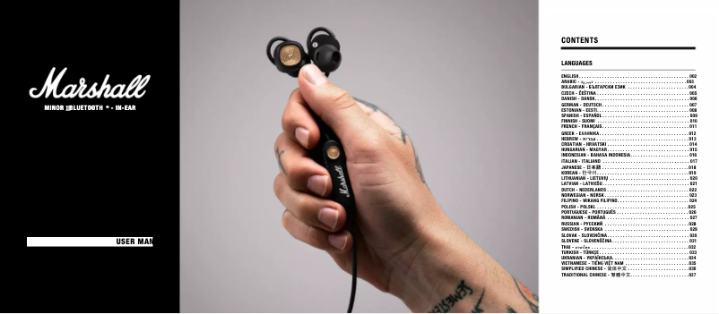 Page 1 of the manual User Manual Marshall Minor II Bluetooth