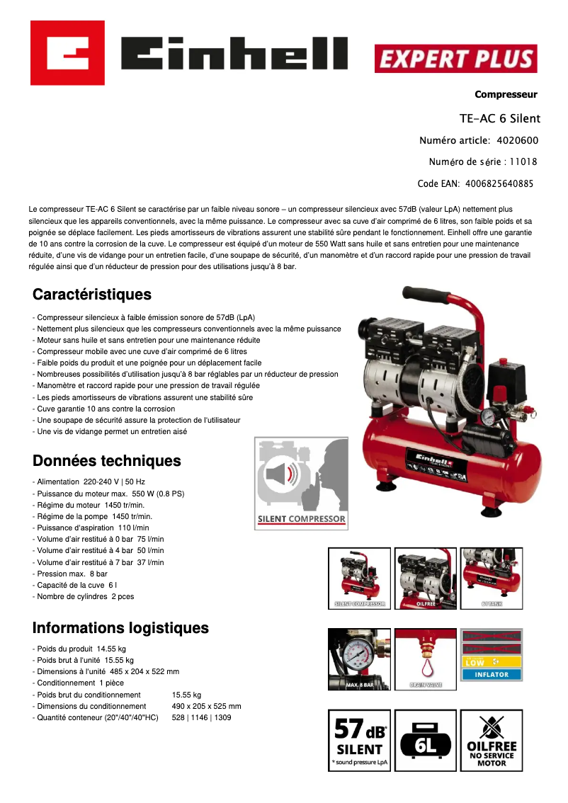 First page image of the manual for TE-AC 6 Silent