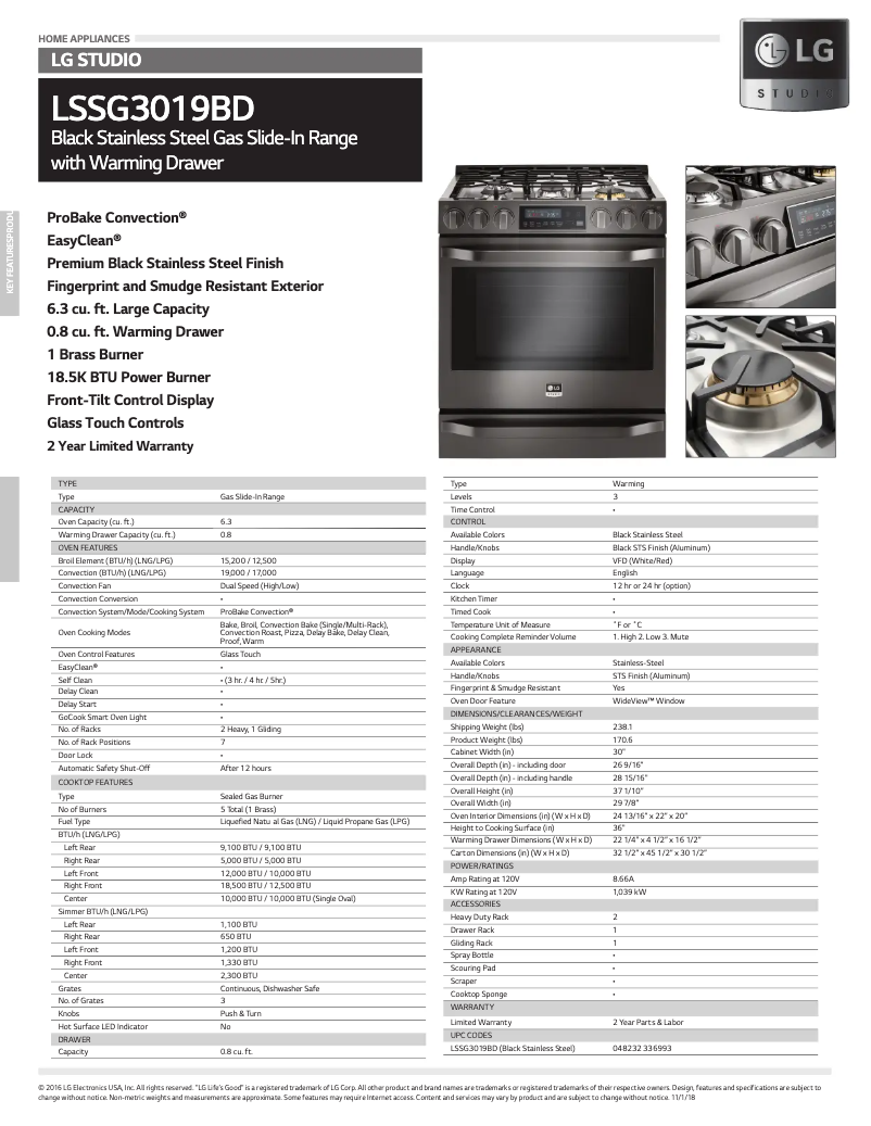 First page image of the manual for LSSG3019BD