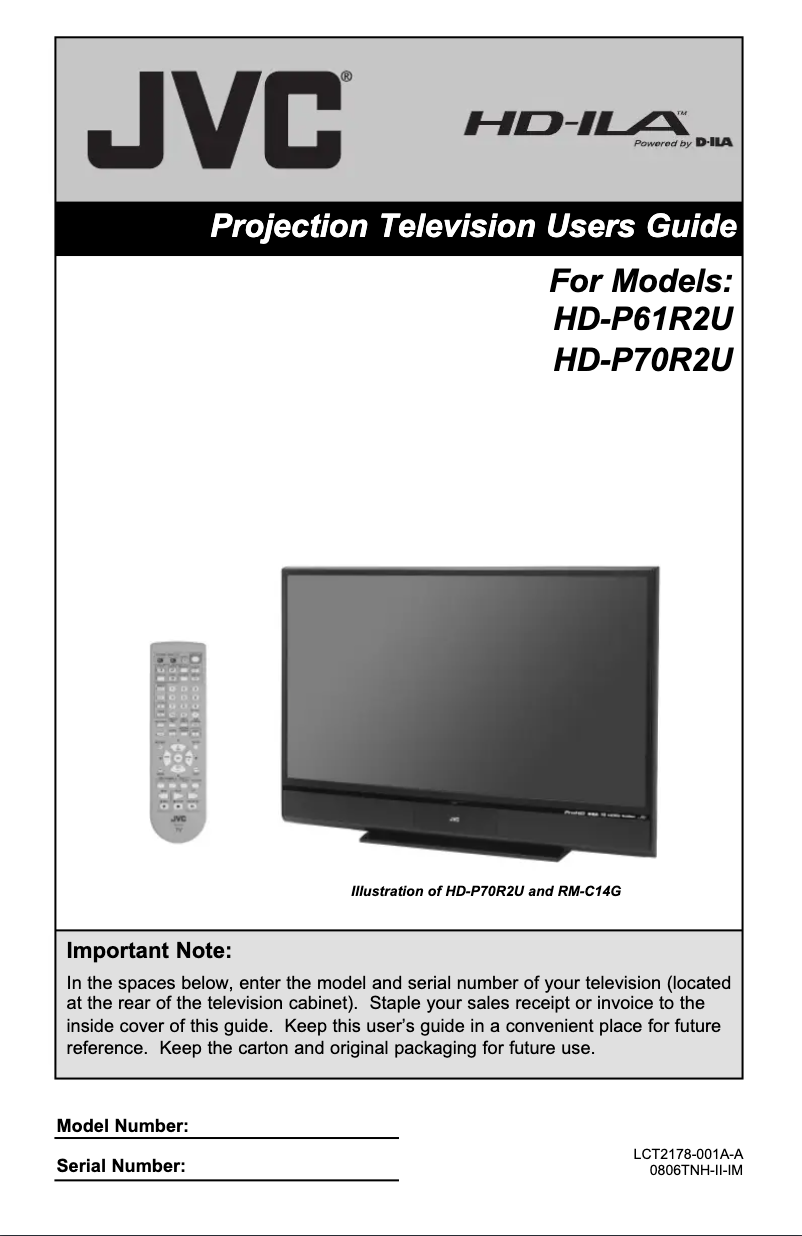First page image of the manual for HD-P61R2U