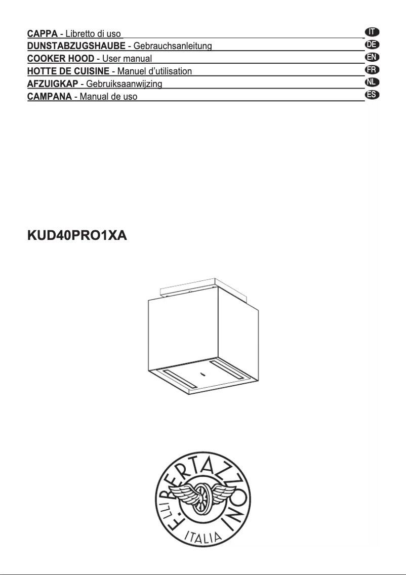 Page 1 of the manual Instruction Manual Bertazzoni KUD40PRO1XA