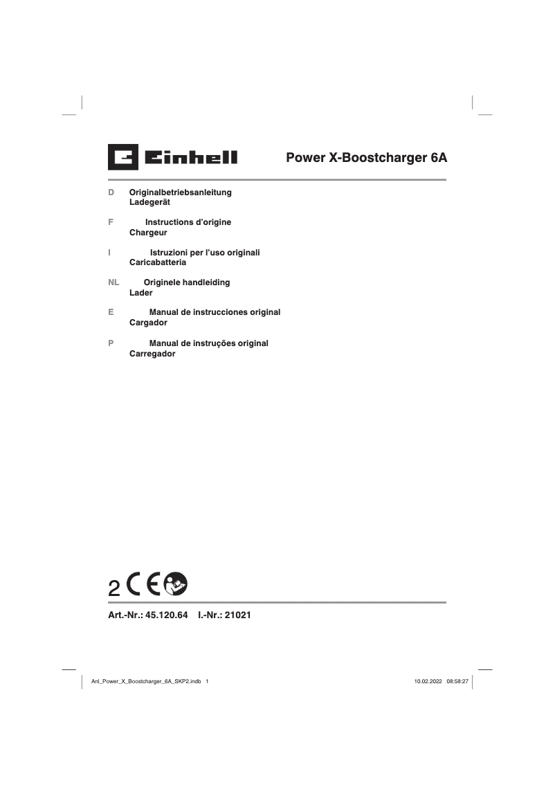First page image of the manual for Power-X-Boostcharger 6A