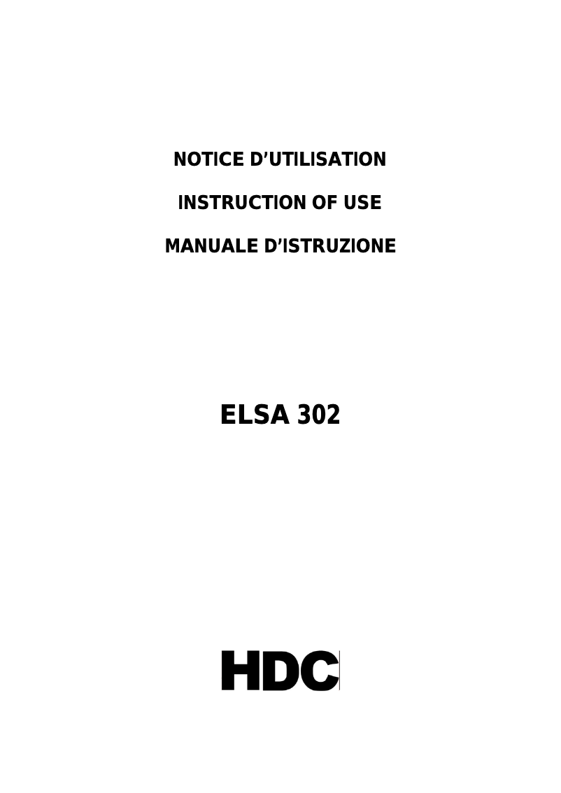 Page 1 of the manual User Manual HDC ELSA302