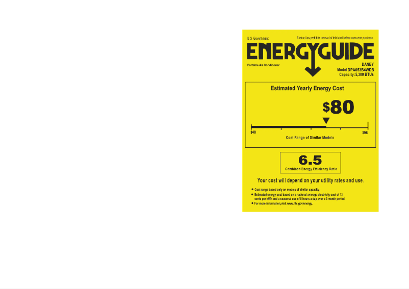 Page 1 of the manual Energy Label Danby DPA053B4WDB