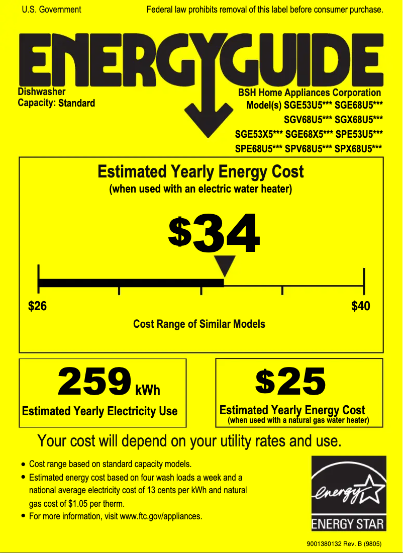 Page 1 of the manual Energy Label Bosch SGE53X56UC