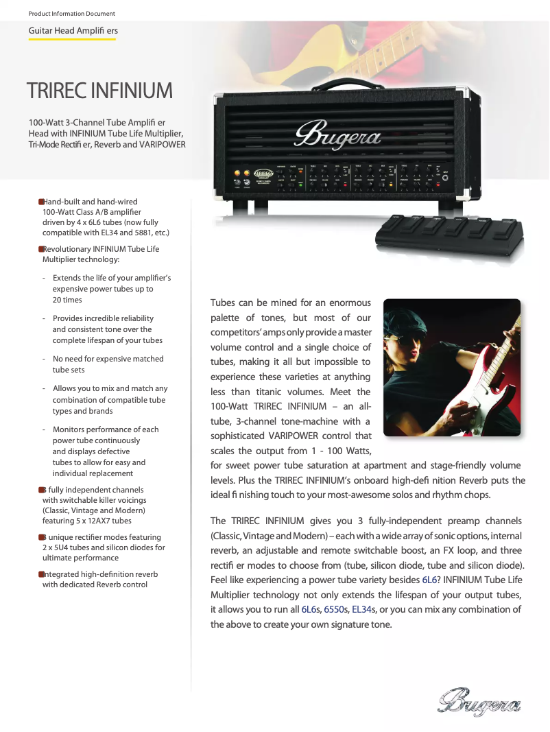 Page 1 of the manual Technical Sheet Bugera Trirec Infinium