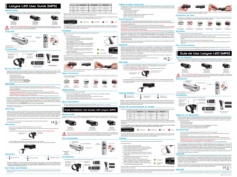 Page 1 of the manual User Manual Lezyne Power Drive XL (2013)