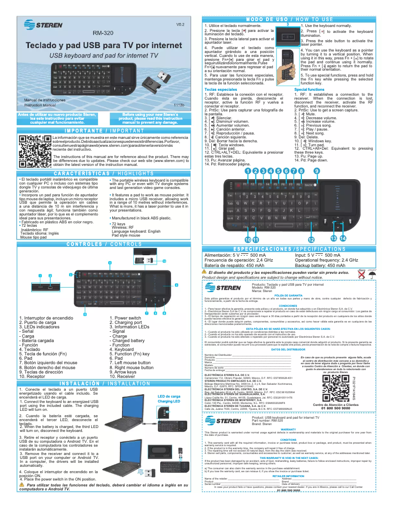 Image de la première page du manuel de l'appareil RM-320