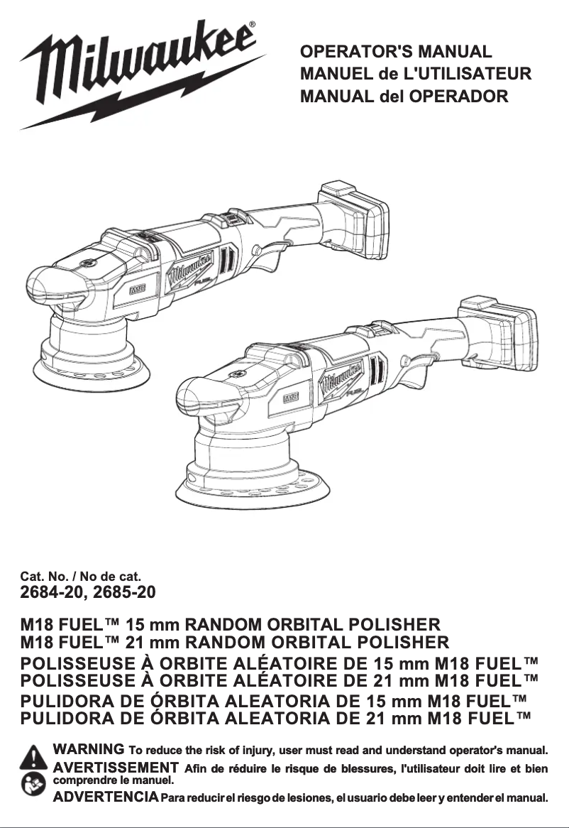 First page image of the manual for M18 Fuel 2684-22