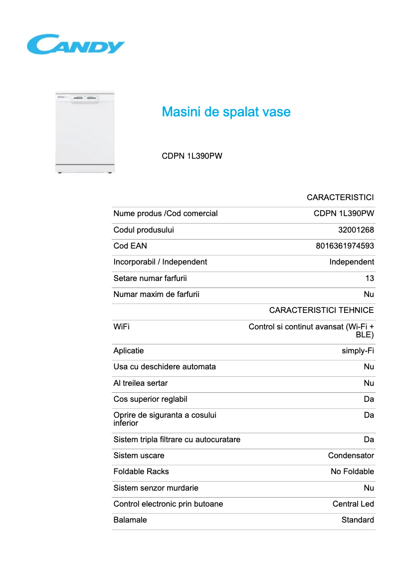 First page image of the manual for CDPN 1L390PW