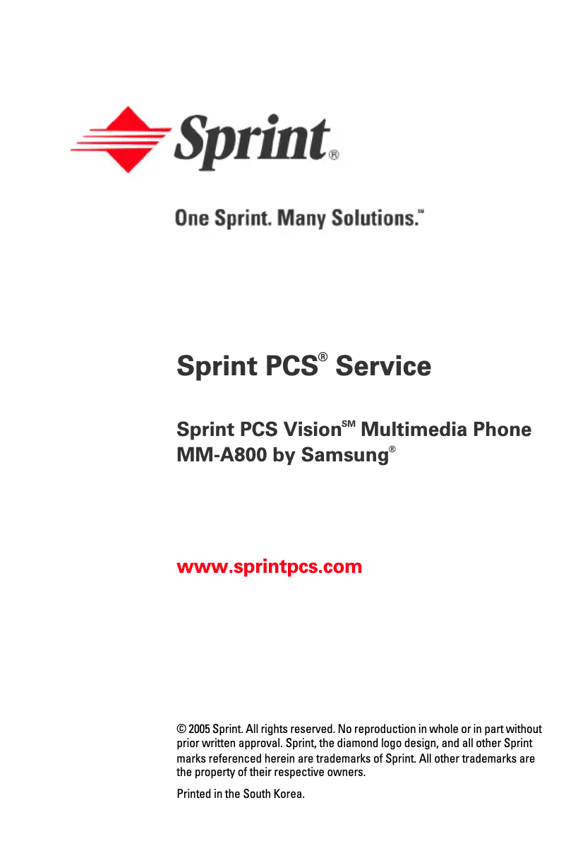 First page image of the manual for SPH-A800