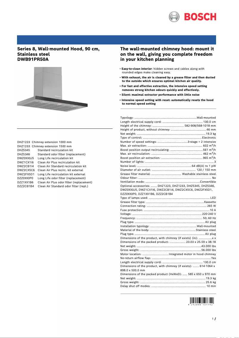First page image of the manual for DWB91PR50A