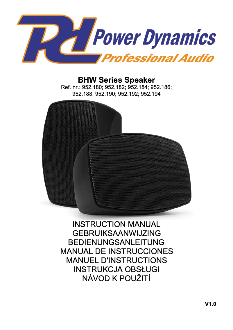 First page image of the manual for BHW50BK