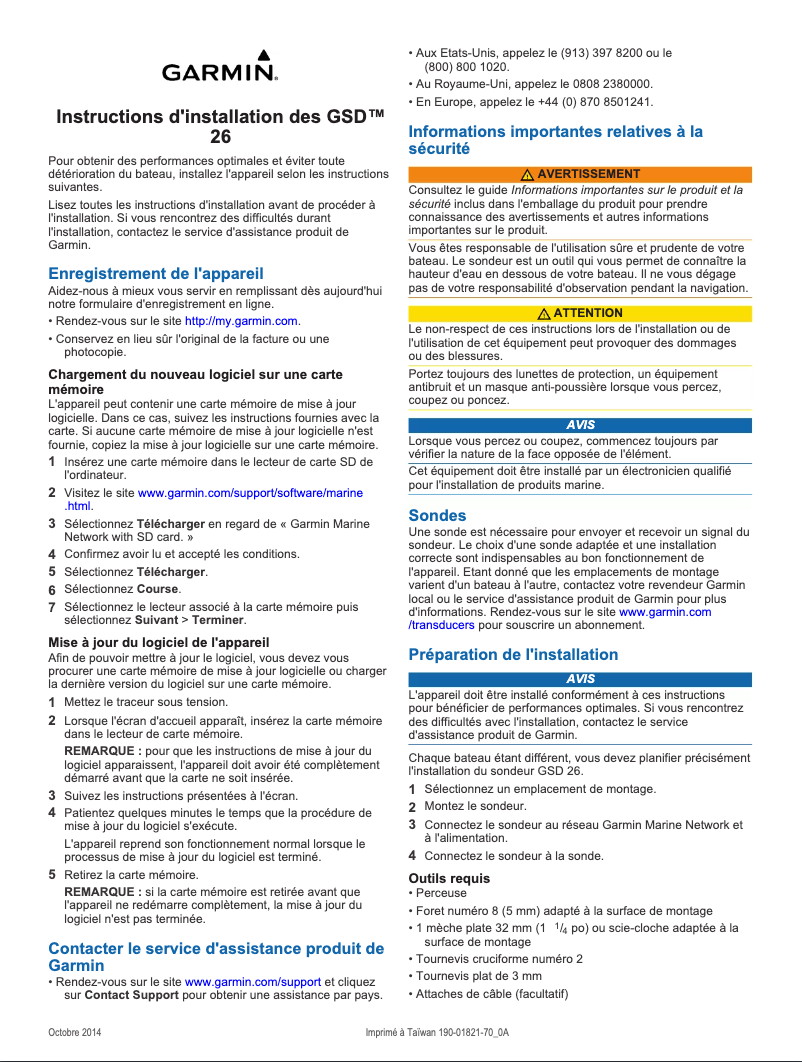 Page 1 of the manual Installation Guide Garmin GSD 26