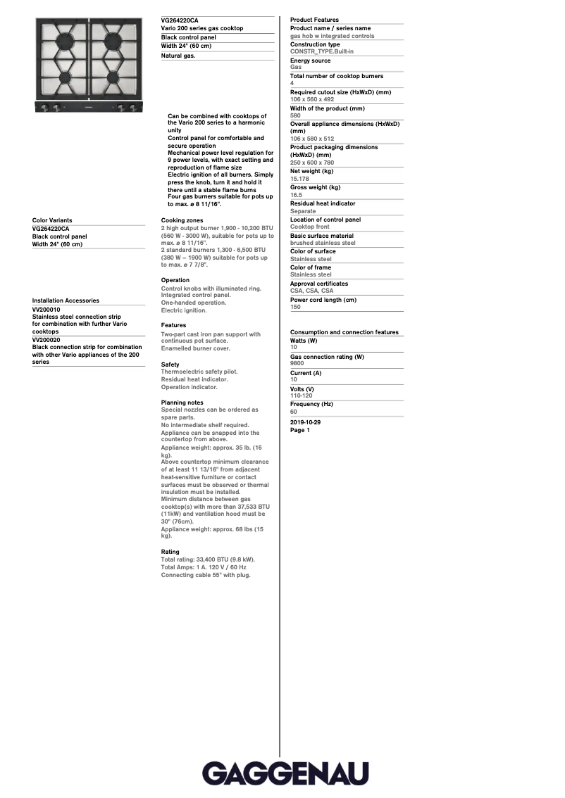 First page image of the manual for VG264220CA