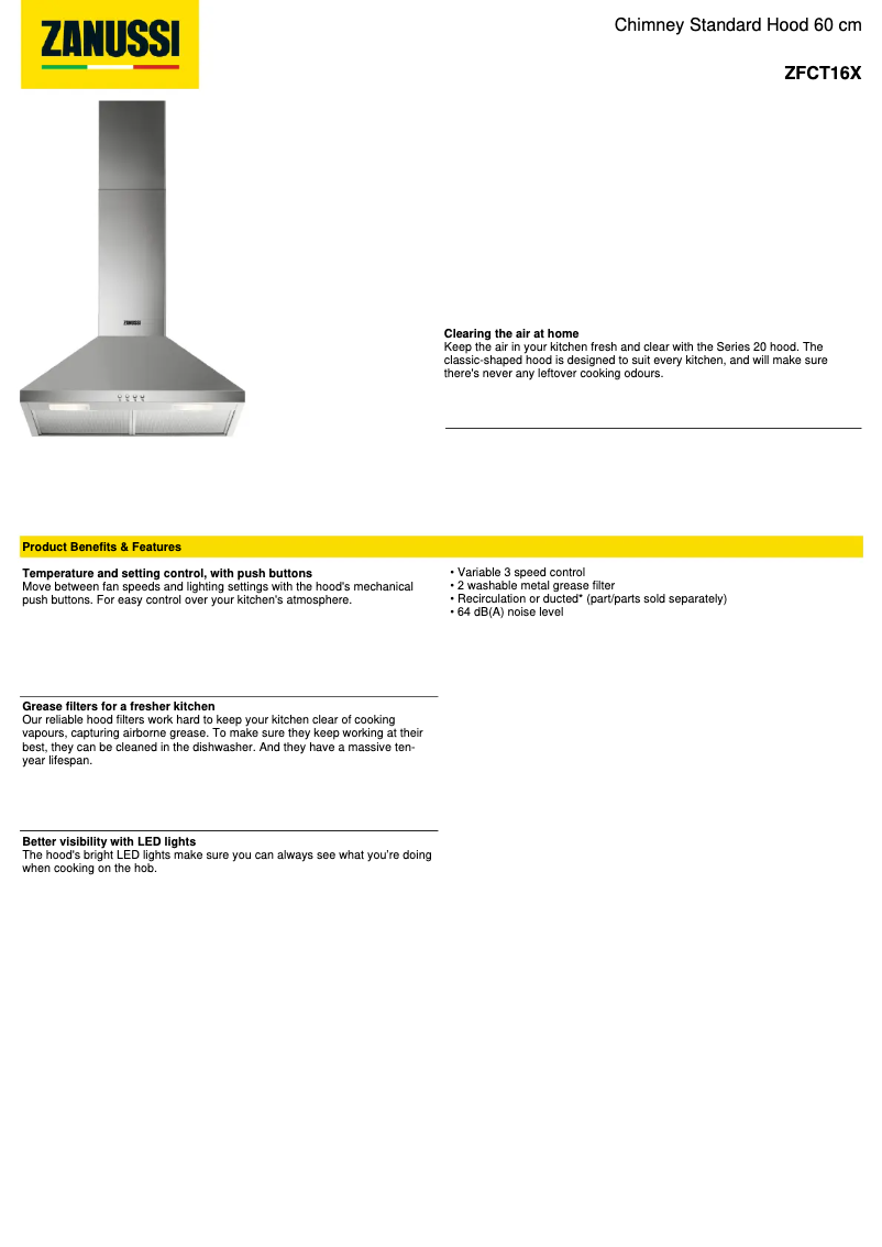 First page image of the manual for ZFCT16X