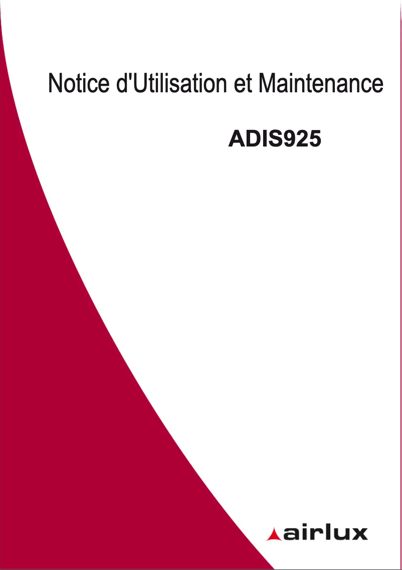 Page 1 of the manual User Manual Airlux ADIS925