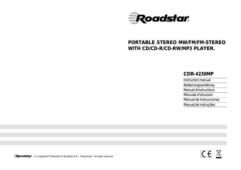 Page 1 of the manual User Manual Roadstar CDR-4230MP
