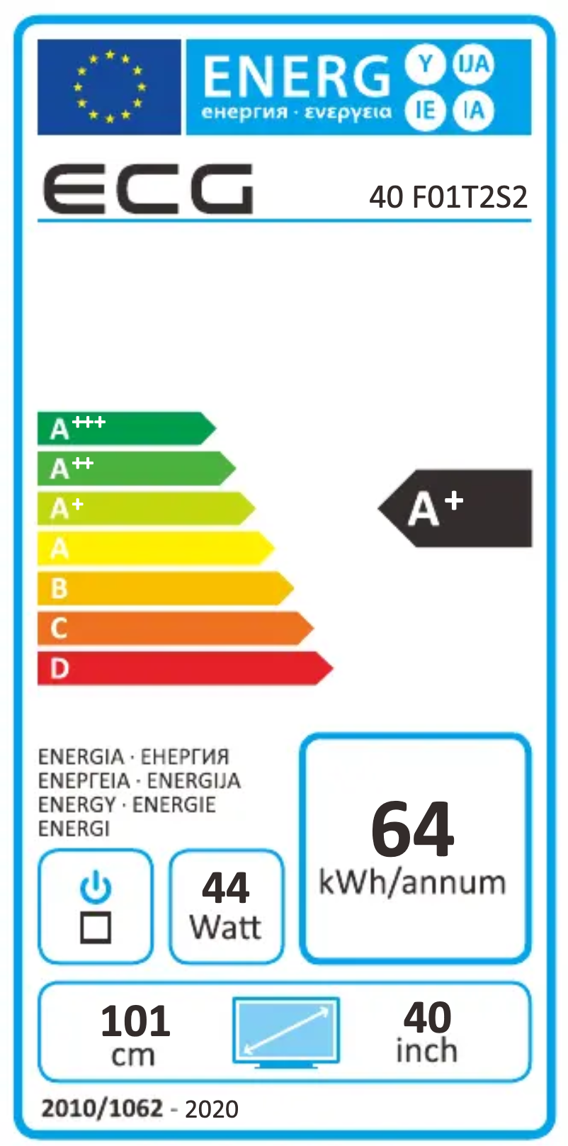 Page 1 of the manual Energy Label ECG 40 F01T2S2