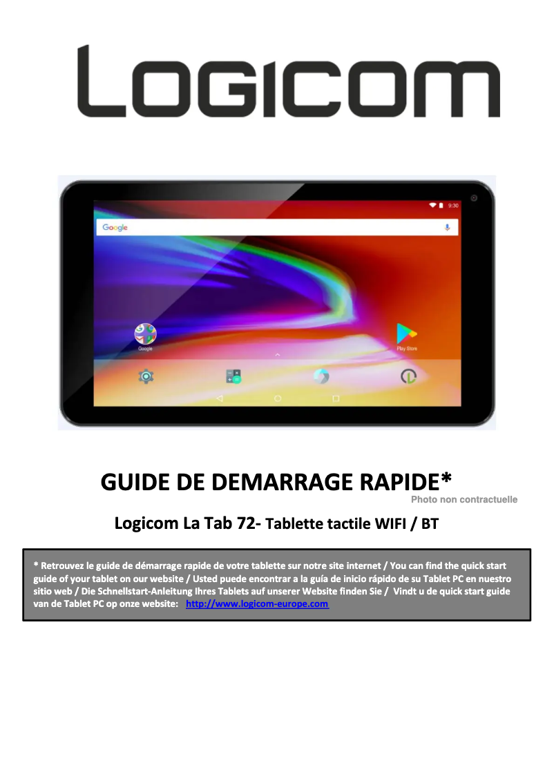 First page image of the manual for La Tab 72