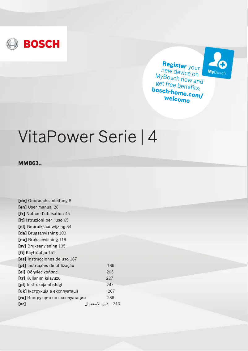 Page 1 of the manual Technical Sheet Bosch VitaPower MMB6382M