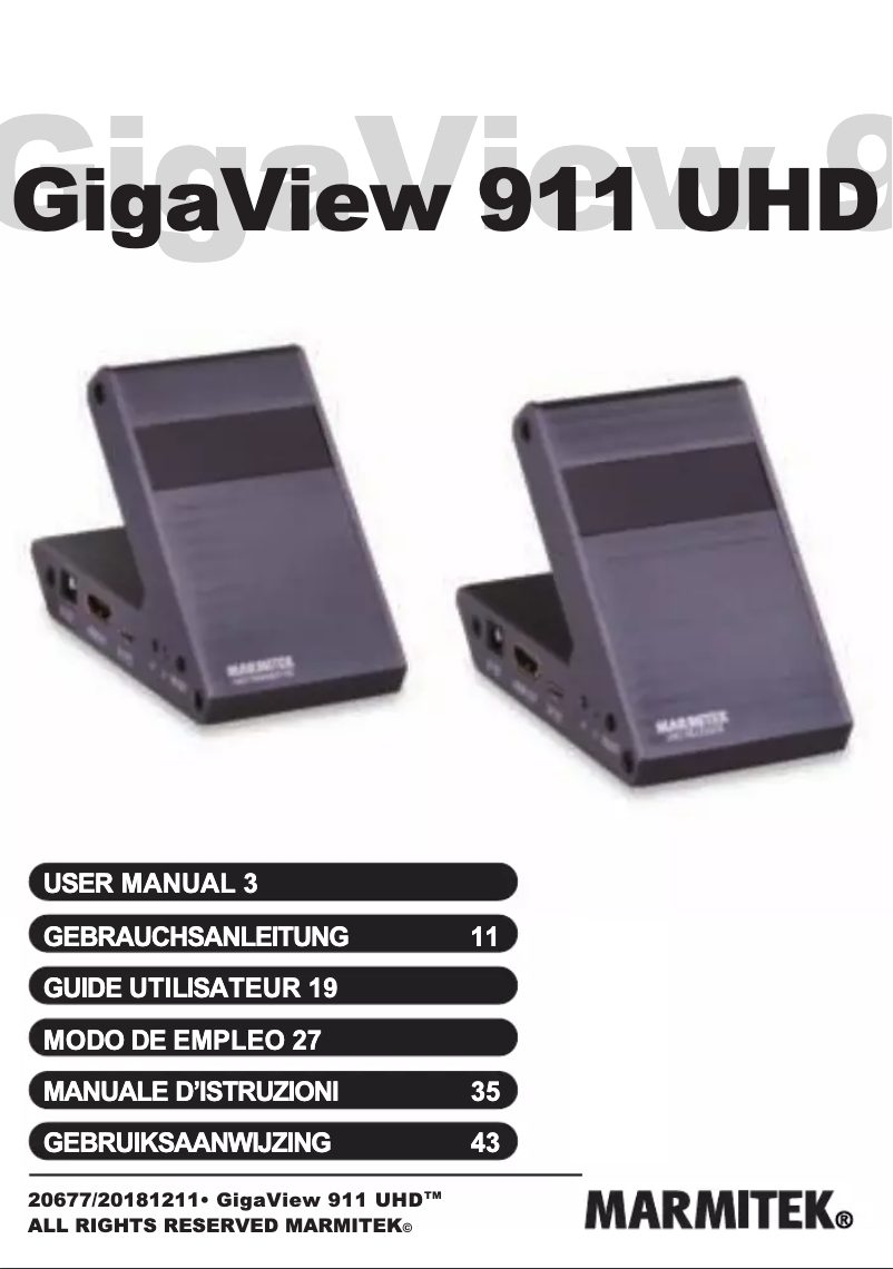 Image de la première page du manuel de l'appareil GigaView 911 UHD