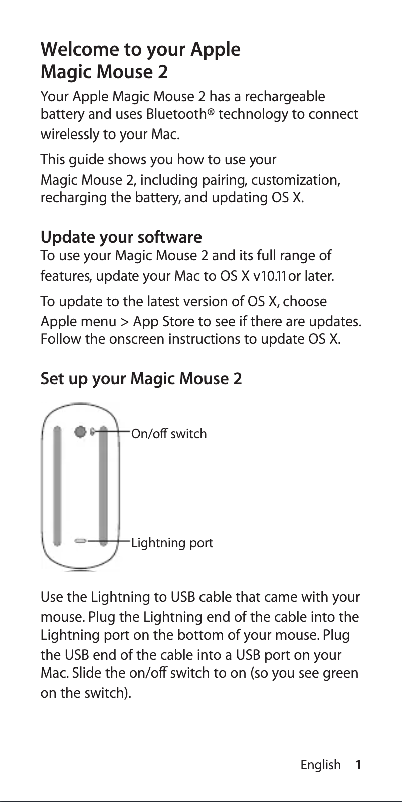 Page 1 of the manual User Manual Apple Magic Mouse 2