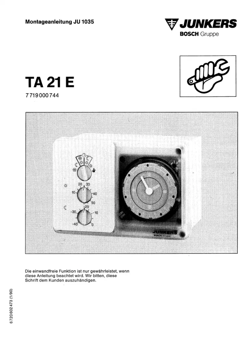 First page image of the manual for TA 21E JU1035