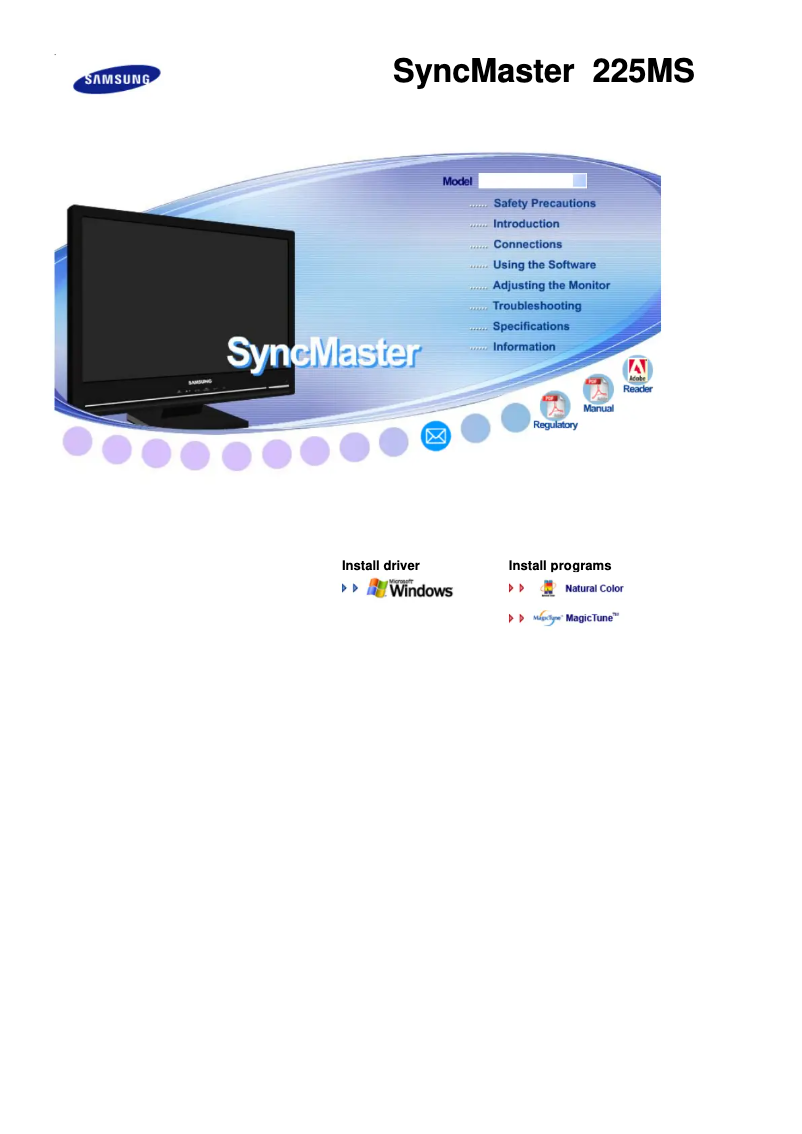 Page 1 of the manual User Manual Samsung SyncMaster 225MS