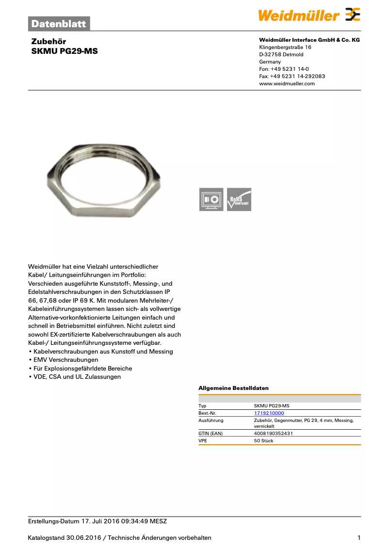 First page image of the manual for 1719210000